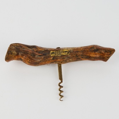 A Vintage French Vine Root Corkscrew. Metal Label Attached " Arbois " Henri Maire