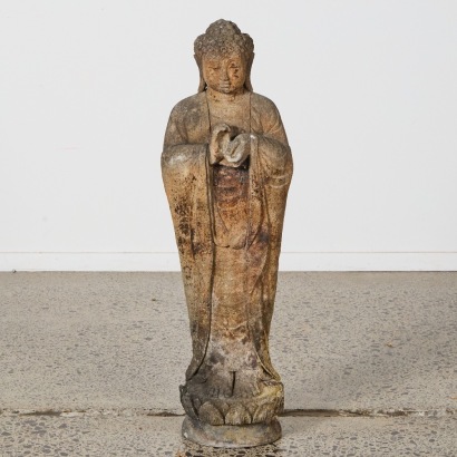 A Vintage Concrete Outdoor Buddha Statue