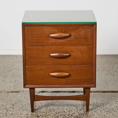 A Mid Century Wooden Sidetable with Glass Top
