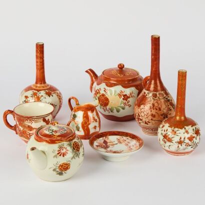 A Group of Eight Early 20th Century Japanese Kutani Wares