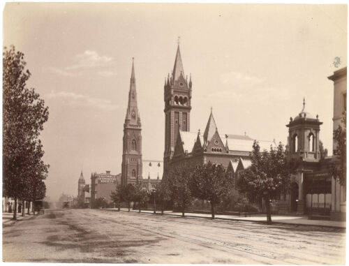 PHOTOGRAPHER UNKNOWN Melbourne: Die "schottische Kirche" und die "freie Kirche" (Scots' Independent Churches)