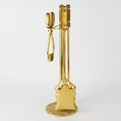 A Vintage Brass Fireside Set