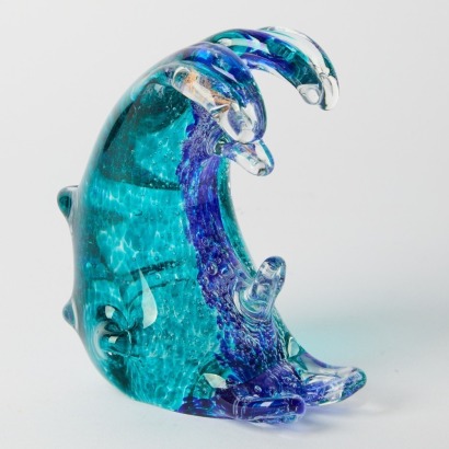 A Hand-cast Art Glass Wave Ornament