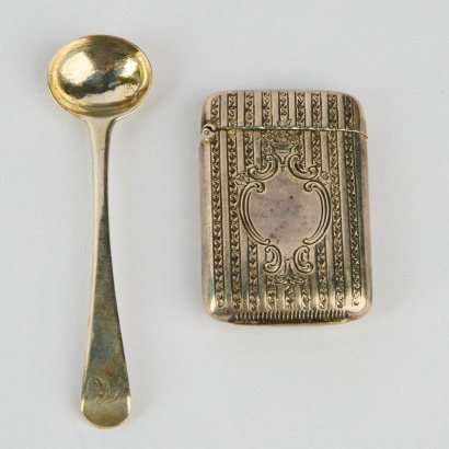 A Sterling Silver Spoon and Lighter Case