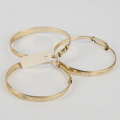 A Trio of Sterling Silver Antique Bangles