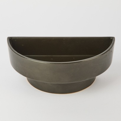 A Black Demilune Ikebana Vase