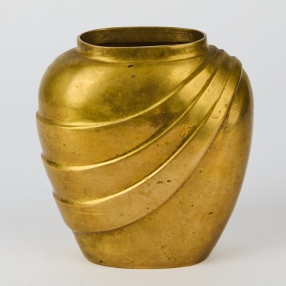 A Brass 1980s Swag Vase