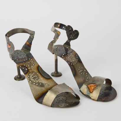 A Pair of Steel Shoe Sculptures by Aimie Whiting