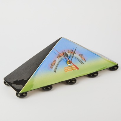 A Vibrant Brendan Adams Triangle Clock with Fish