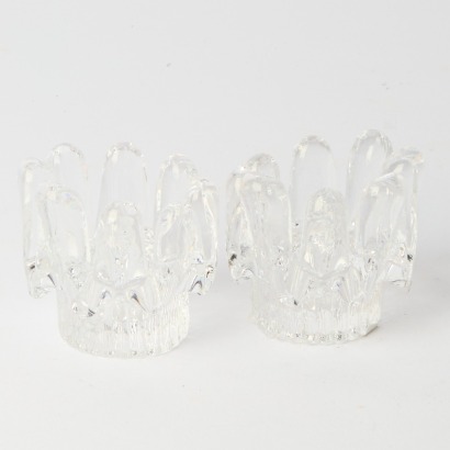 A pair of Kosta Boda Sunflower Candle Holders by Goran Warff