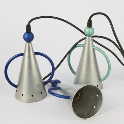 Three Post Modern Lampadari Memphis Pendants, Italy