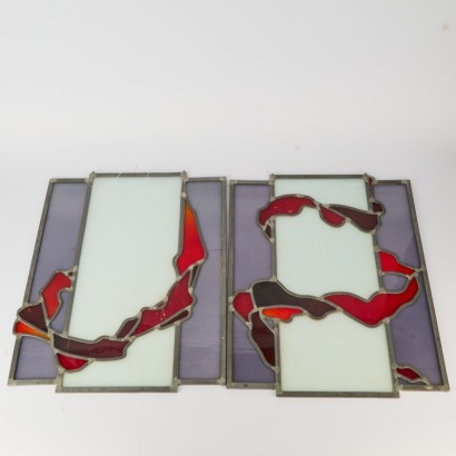 A Pair of Stained-Glass Art Wall Hangings