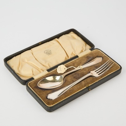 A Sterling Silver Serving Spoon and Fork Set