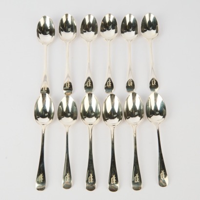 A Set of 12 Sterling Silver Teaspoons