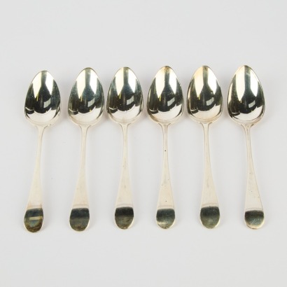 A Set of Six Sterling Silver Teaspoons