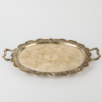 A Silver Tray with Chinese Hallmark Potentially Sterling