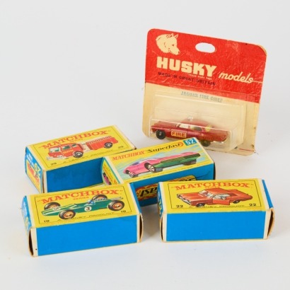 A Set of Five Vintage Matchbox Cars