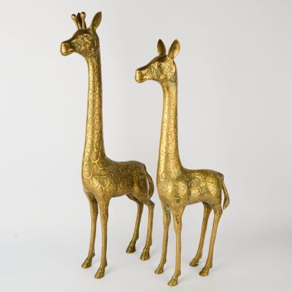 A Pair of Vintage Brass Giraffes