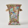 A Chinese Mid-Qing Dynasty Canton Familler-rose 'Figual' Handled Square Vase