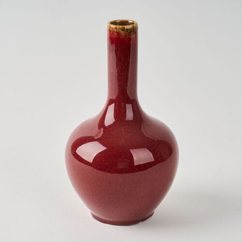 A Chinese Qing Dynasty Red-glazed Bottle Vase