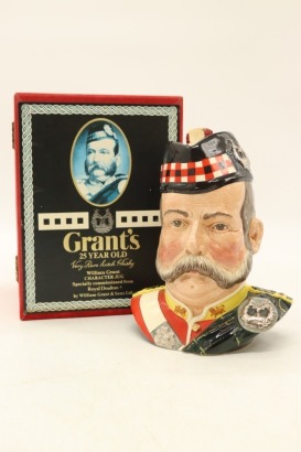(1) Grant's (Glenfiddich Distillery) 25 Year Old Very Rare Royal Doulton Handmade Decanter Field Officer's Sword Handle Edition Blended Scotch Whisky, 750ml, 43% ABV (GB)