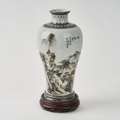 A Chinese Republic Period Ink 'Landscape' Vase