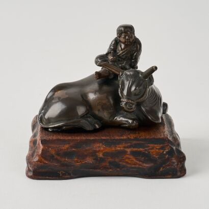 A Japanese Meiji Period Bronze 'Boy with an Ox'