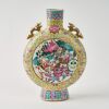 A Chinese Late&ndash;Mid Qing Dynasty Famille-rose &lsquo;Figures on Horseback&rsquo; and &lsquo;Peony and Peacock&rsquo; Moonflask