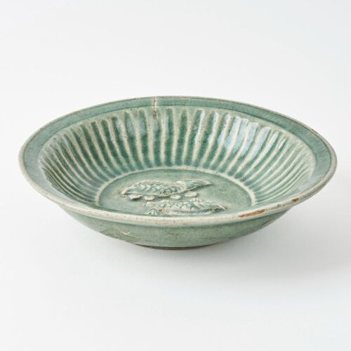A Chinese Ming Dynasty Chinese Green-glazed &lsquo;Two Fishes&rsquo; Dish