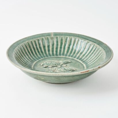 A Chinese Ming Dynasty Chinese Green-glazed &lsquo;Two Fishes&rsquo; Dish