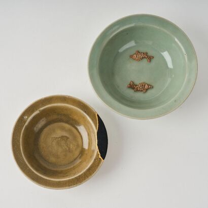 A Set of Two Chinese Song&ndash;Yuan Period Longquan Celadon Dishes