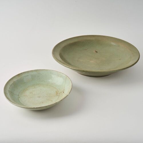 A Chinese Ming Dynasty Longquan Celadon-glazed Large Dish AND A Chinese Ming Dynasty White-glazed Dish