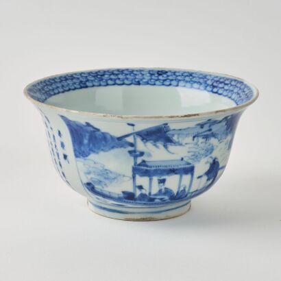 A Chinese Late Ming to Early Qing Dynasty 17th&ndash;18th Century Blue and White &lsquo;Figural&rsquo; Bowl