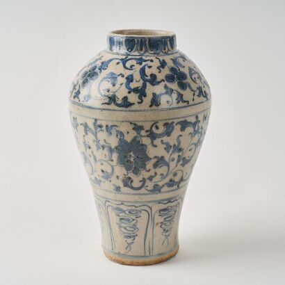 A Chinese Yuan Dynasty Blue and White Vase