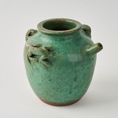 A Chinese Late Ming to Early Qing Dynasty Green-glazed 'Chilong' Ewer