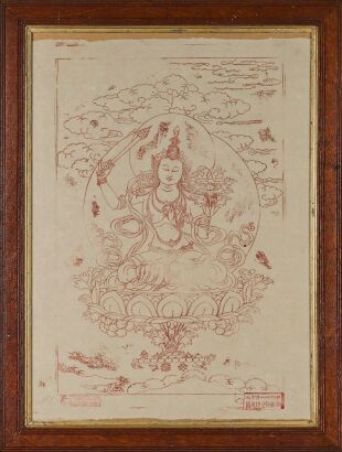 A Chinese Tibetan Aged Rubbing Thangka