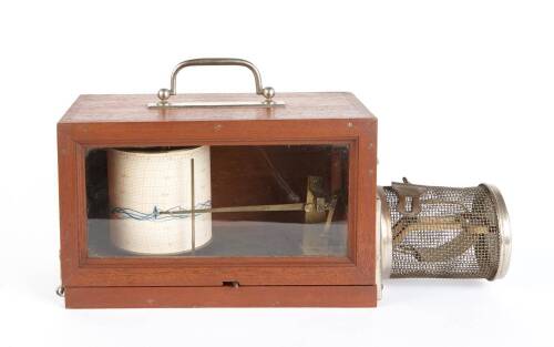 A Vintage French Mahogany and Glass Cased Thermograph