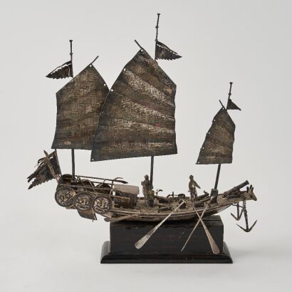 A Chinese Qing Dynasty Silver Sailing Ship
