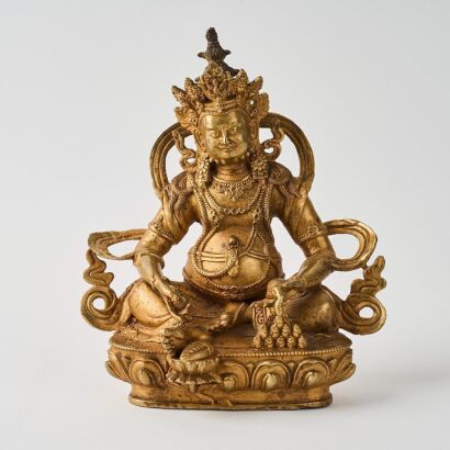 A Chinese Bronze Figure of Wealth Deity (Yellow Jambhala)