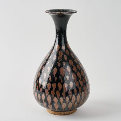 A Chinese Late Yuan&ndash;Early Ming Northern Kiln Black-glazed &lsquo;Rust-splashed&rsquo; Yuhuchun Vase