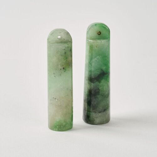 A Pair Of Chinese Qing Dynasty Jadeite Hat Finials