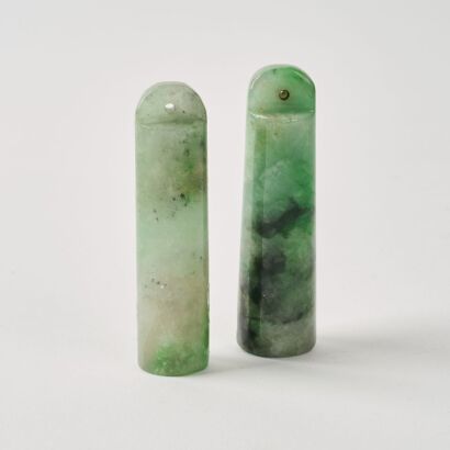 A Pair Of Chinese Qing Dynasty Jadeite Hat Finials
