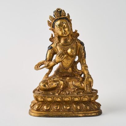 A Chinese Tibetan Bronze Figure of White Tara