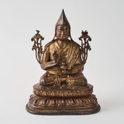 A Chinese Tibetan Bronze Figure of Tsongkhapa