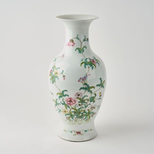 A Chinese Late Qing Dynasty to Republic Period Famille-rose 'Floral' Large Vase