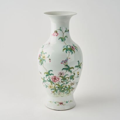 A Chinese Late Qing Dynasty to Republic Period Famille-rose 'Floral' Large Vase