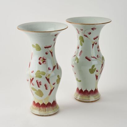 A Pair Of Chinese Qing Dynasty Famille-rose 'Floral' Vases