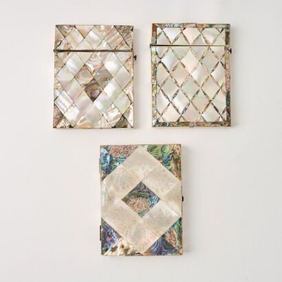 A Set of Three Decorative Mother-of-Pearl Inlaid Card Cases