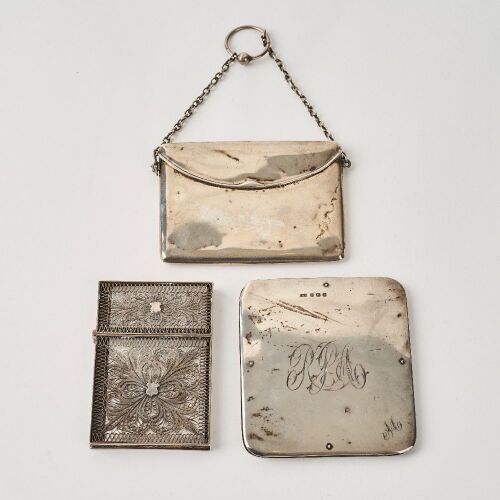 A Set of Three Decorated Silver Card Cases