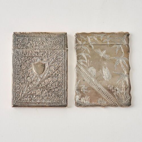 A Set of Two Decorated Silver Card Cases